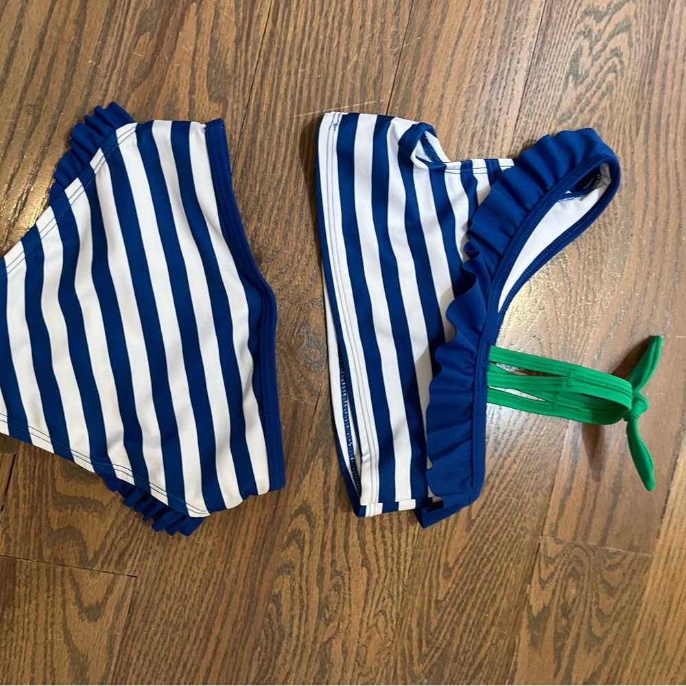 Blue and White Striped Bikini Set